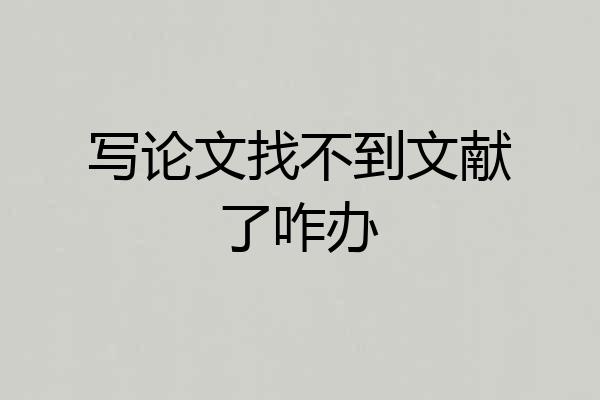 写论文找不到文献了咋办