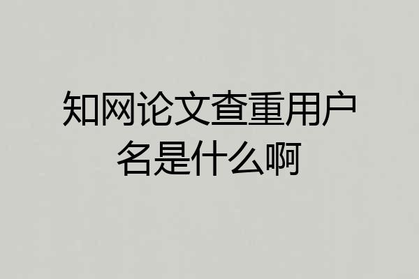 知网论文查重用户名是什么啊