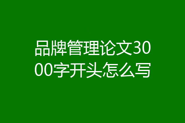 品牌管理论文3000字开头怎么写
