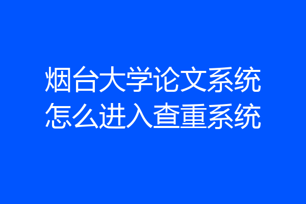 烟台大学论文系统怎么进入查重系统