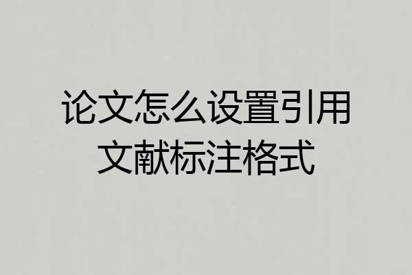 论文怎么设置引用文献标注格式