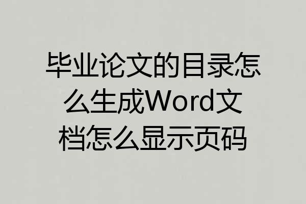 毕业论文的目录怎么生成Word文档怎么显示页码