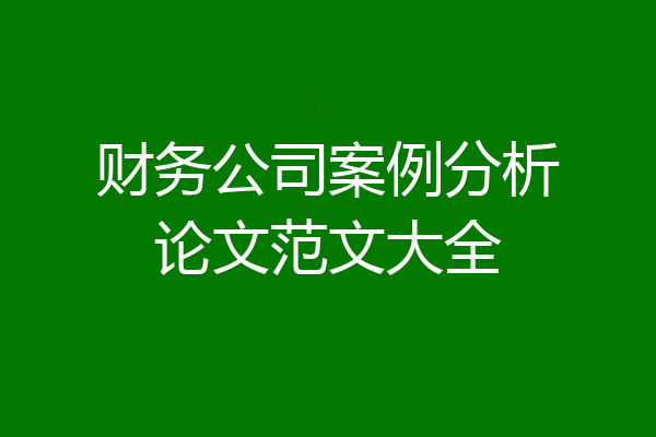 财务公司案例分析论文范文大全