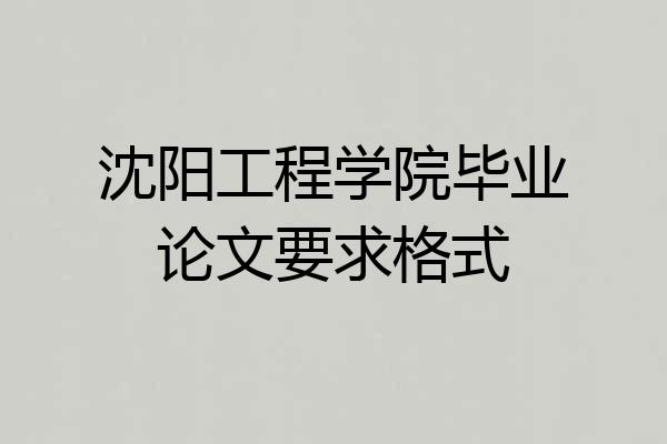 沈阳工程学院毕业论文要求格式