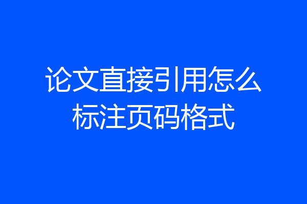 论文直接引用怎么标注页码格式