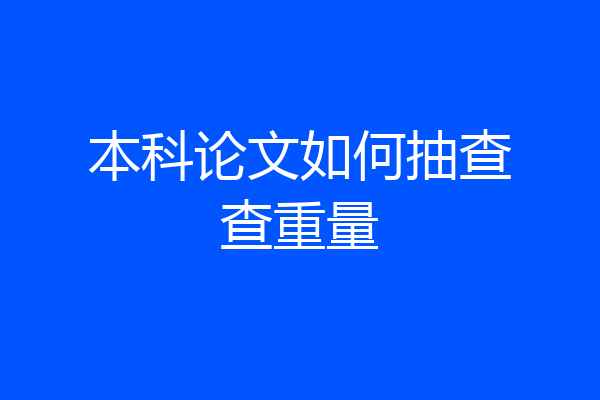本科论文如何抽查查重量