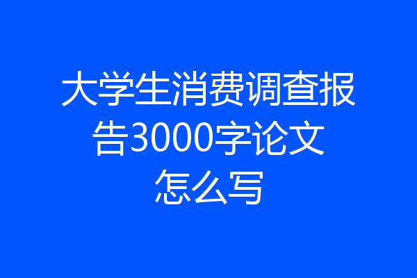 大学生消费调查报告3000字论文怎么写