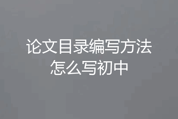论文目录编写方法怎么写初中