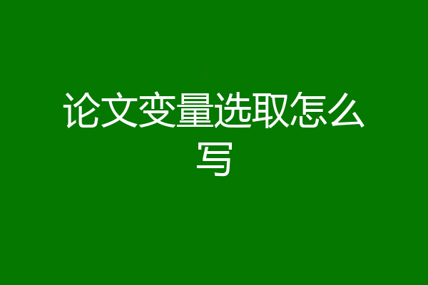 论文变量选取怎么写