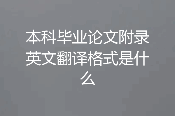 本科毕业论文附录英文翻译格式是什么