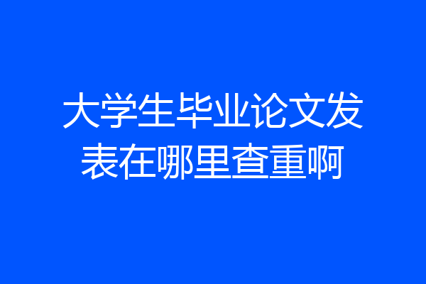大学生毕业论文发表在哪里查重啊