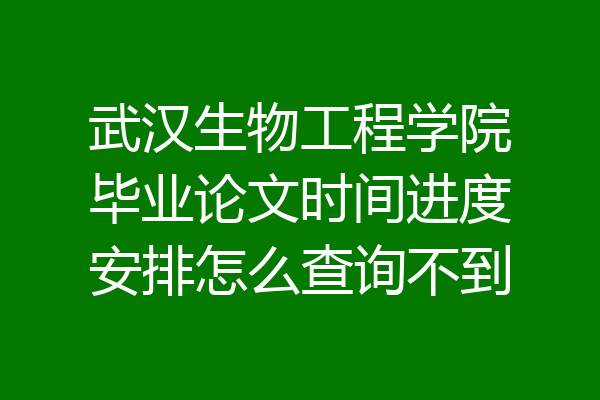 武汉生物工程学院毕业论文时间进度安排怎么查询不到