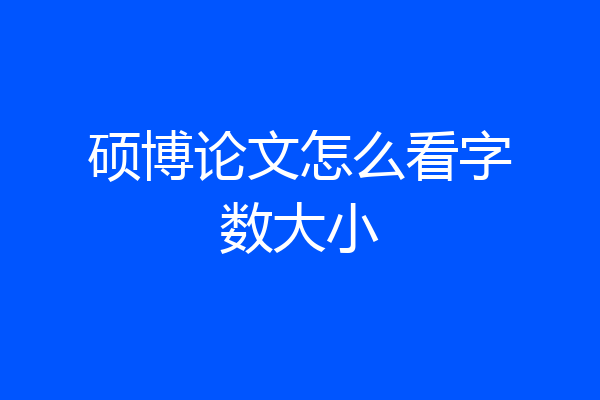 硕博论文怎么看字数大小