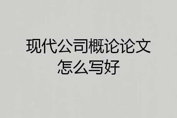 现代公司概论论文怎么写好
