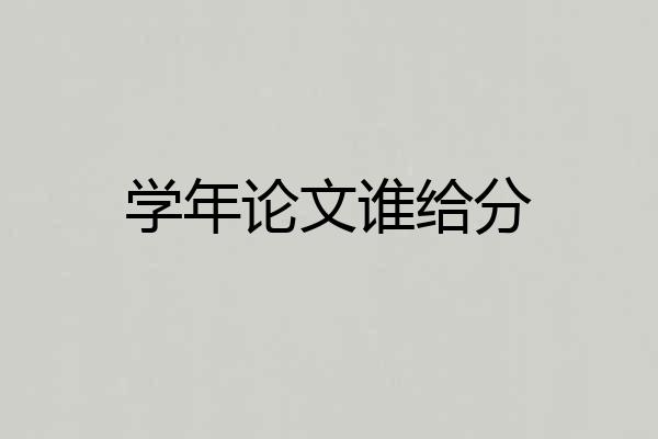 学年论文谁给分