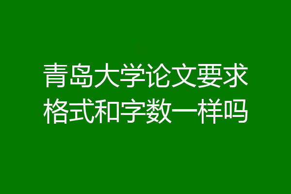 青岛大学论文要求格式和字数一样吗