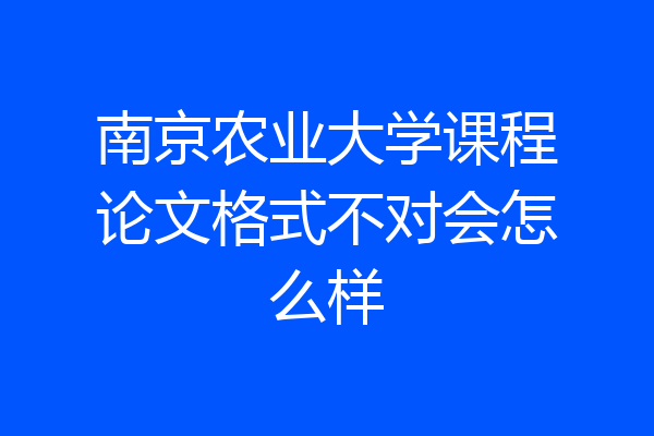 南京农业大学课程论文格式不对会怎么样