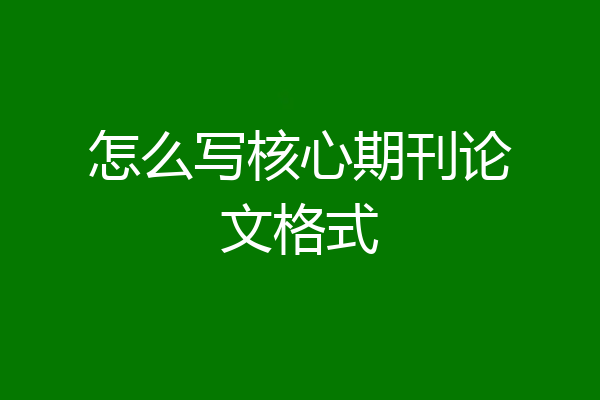 怎么写核心期刊论文格式