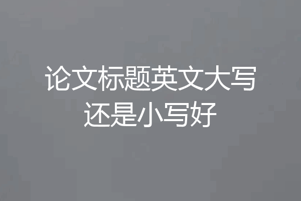 论文标题英文大写还是小写好