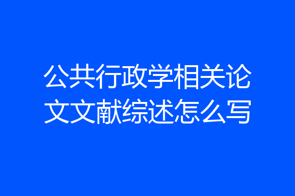 公共行政学相关论文文献综述怎么写