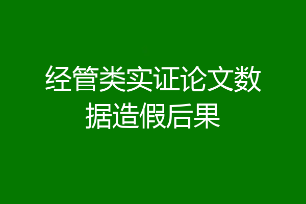 经管类实证论文数据造假后果
