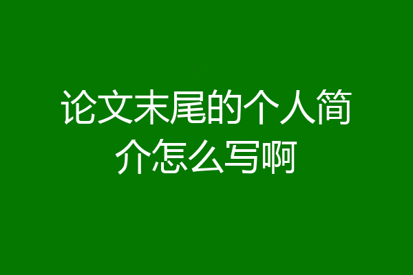 论文末尾的个人简介怎么写啊
