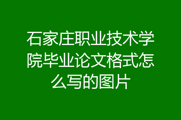 石家庄职业技术学院毕业论文格式怎么写的图片