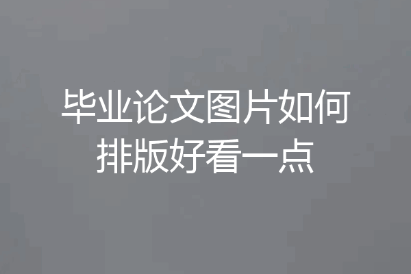 毕业论文图片如何排版好看一点