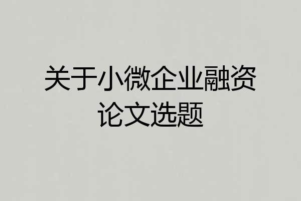 关于小微企业融资论文选题