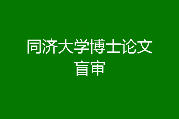 同济大学博士论文盲审