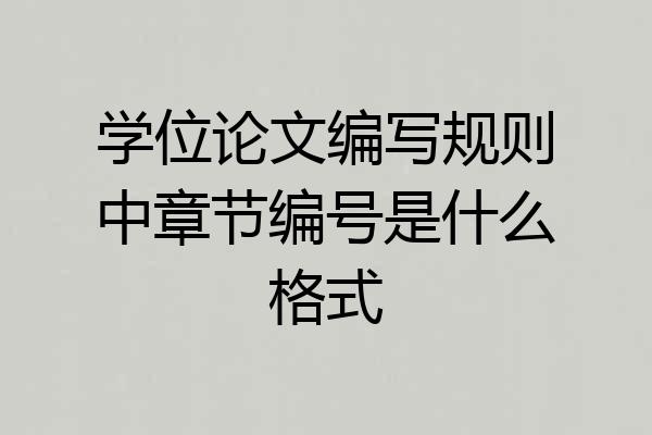 学位论文编写规则中章节编号是什么格式