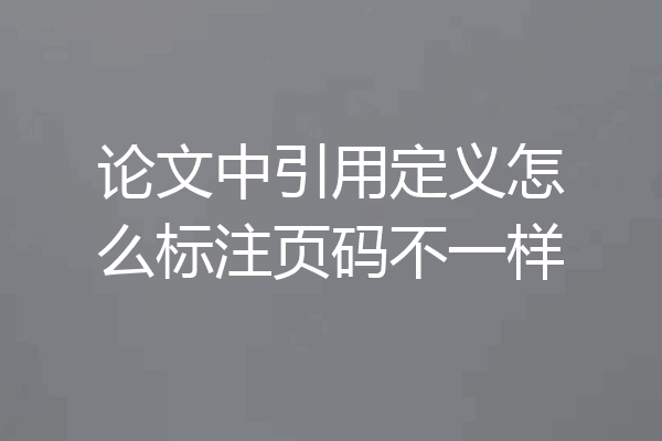 论文中引用定义怎么标注页码不一样