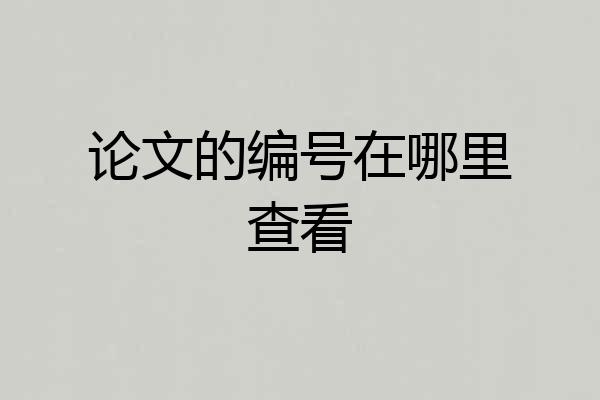 论文的编号在哪里查看