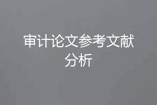 审计论文参考文献分析