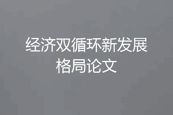 经济双循环新发展格局论文