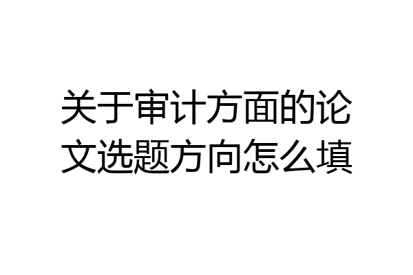 关于审计方面的论文选题方向怎么填