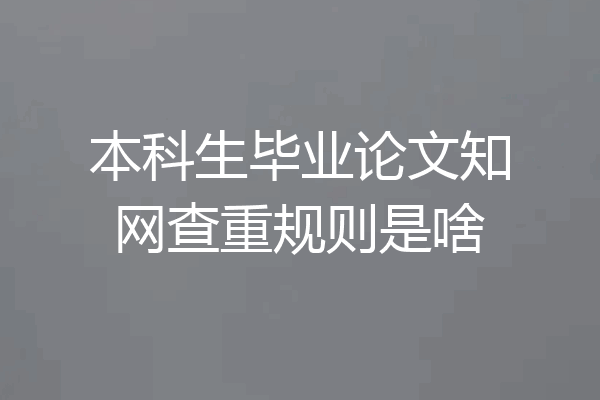 本科生毕业论文知网查重规则是啥