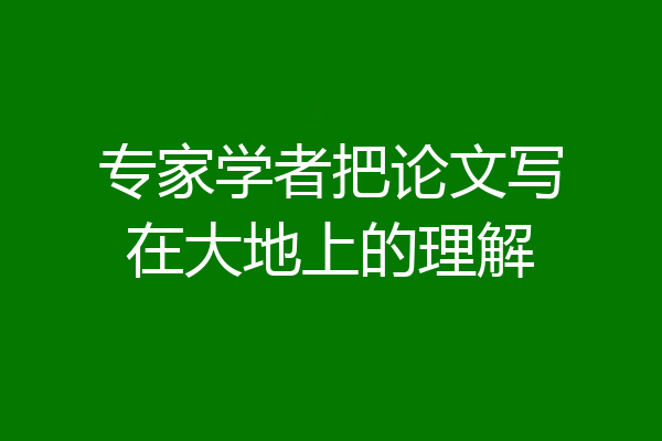 专家学者把论文写在大地上的理解