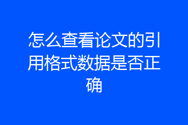 怎么查看论文的引用格式数据是否正确