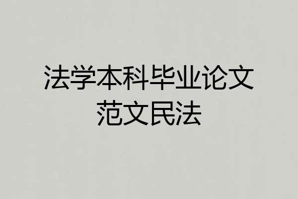 法学本科毕业论文范文民法