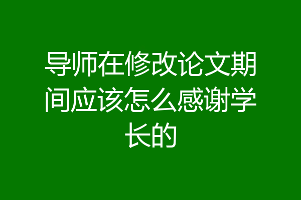 导师在修改论文期间应该怎么感谢学长的
