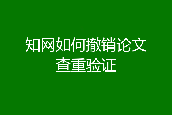 知网如何撤销论文查重验证
