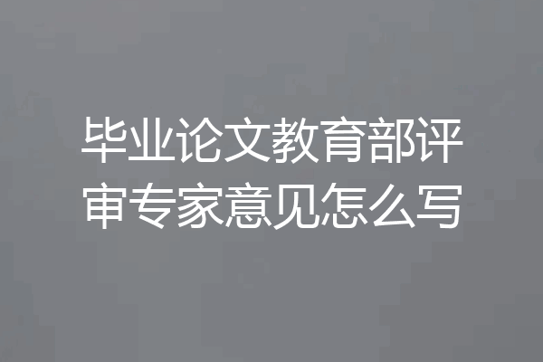 毕业论文教育部评审专家意见怎么写
