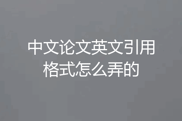 中文论文英文引用格式怎么弄的