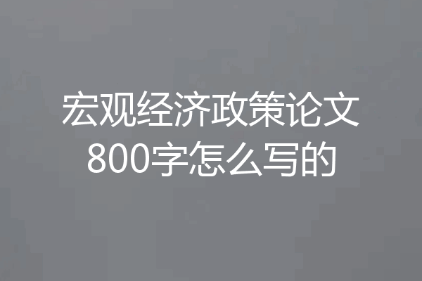 宏观经济政策论文800字怎么写的