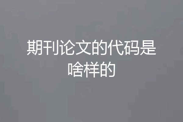 期刊论文的代码是啥样的