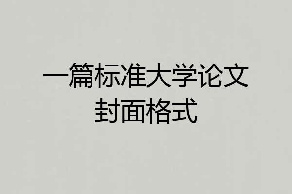 一篇标准大学论文封面格式
