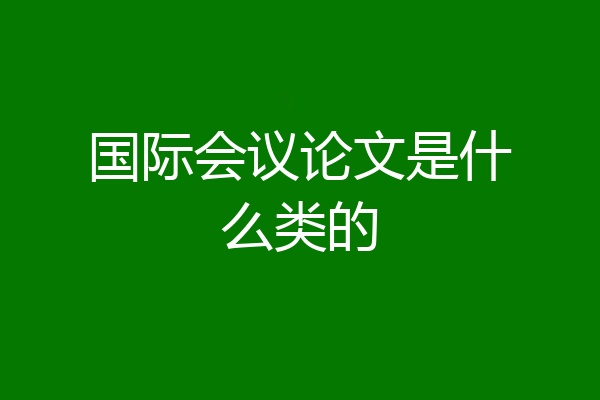 国际会议论文是什么类的