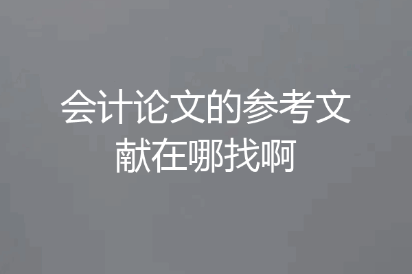 会计论文的参考文献在哪找啊