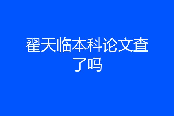 翟天临本科论文查了吗